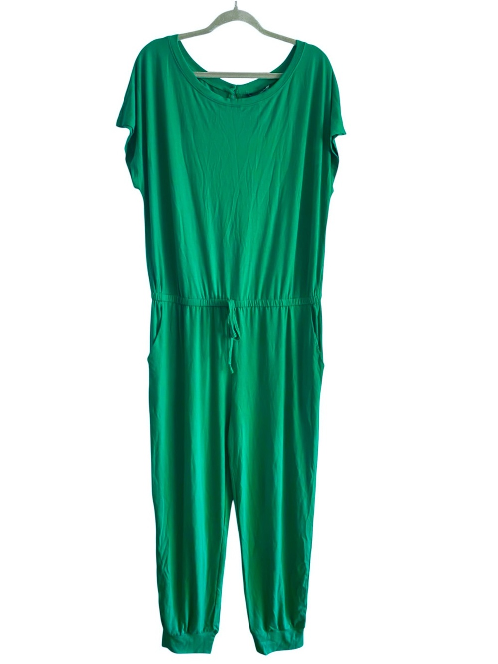 PRETTYGARDEN Green Jumpsuit Short Sleeve Pockets Womens Size XXL NWT Flaw